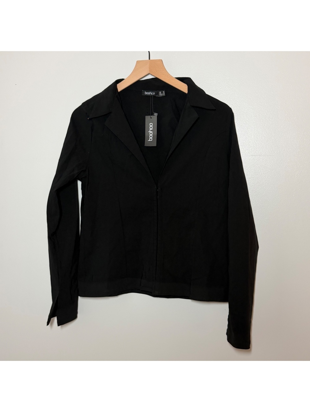 Boohoo Plus Black Corset Blazer Top US 16 Hook Eye Bengaline NWT Y2K